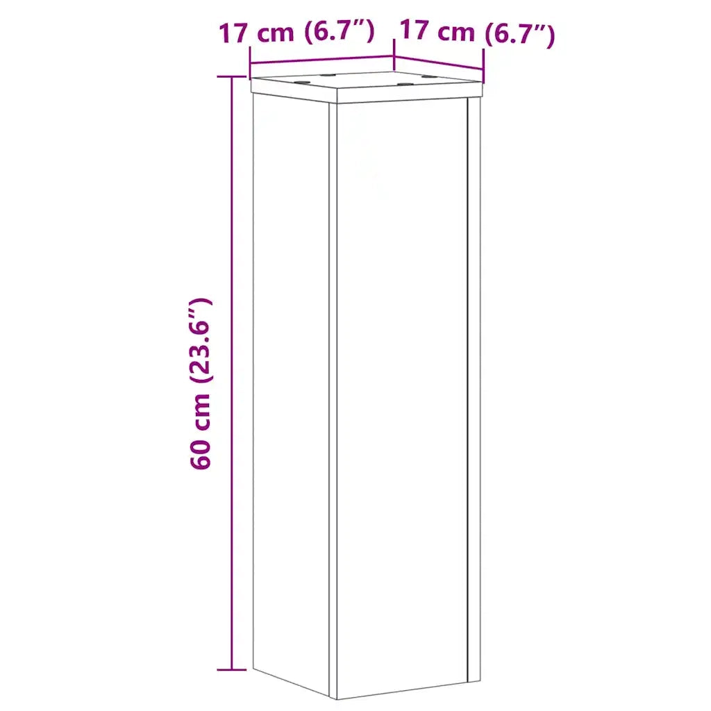 vidaXL Supporti per Piante 2 pz Grigio 17x17x60 cm Legno Multistrato