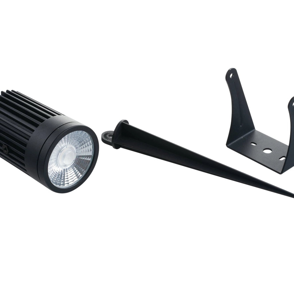 PROIETTORE LED TARGET DC24V NERO 30W 468LM RGB + 4000K IP67 CON PICCHETTO 7,8X12,3X26CM