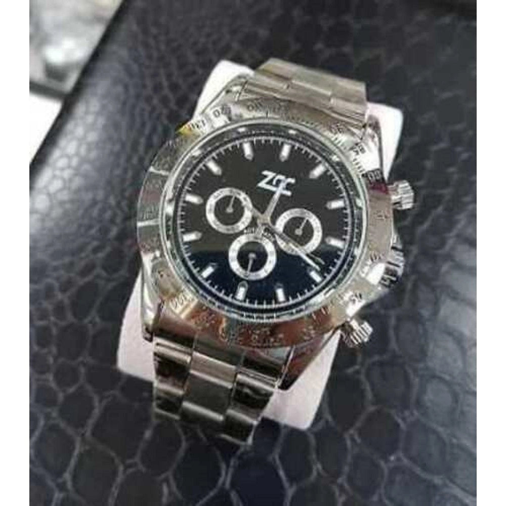 Trade Shop - Orologio Da Polso Zcc Per Uomo Automatico Cronografo Elegante Silver Fondo Nero -