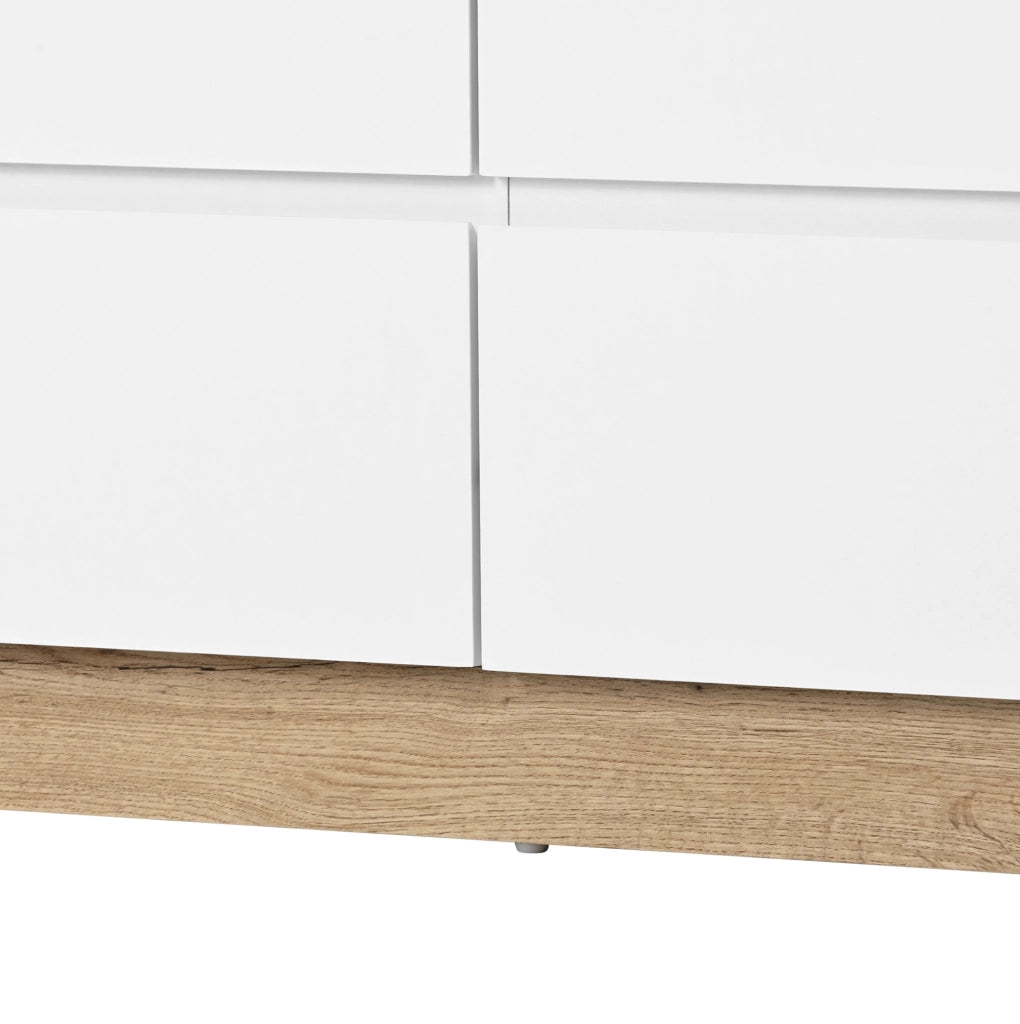 Cassettiera a 6 cassetti con ampio spazio contenitivo in truciolare E1 bianco e rovere
