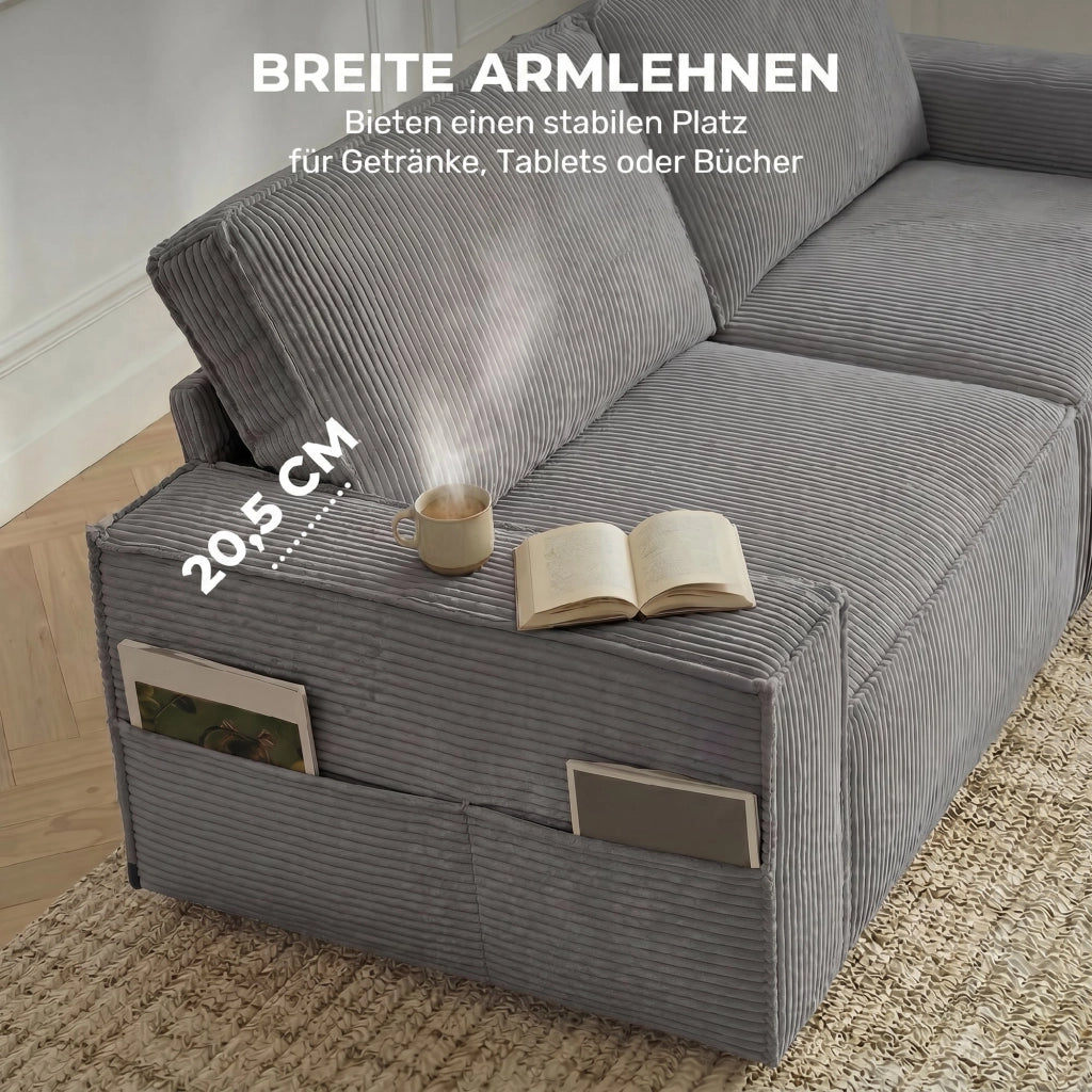 Divano 3 posti ¨C zephmum ¨C tessuto, grigio chiaro, 218 cm