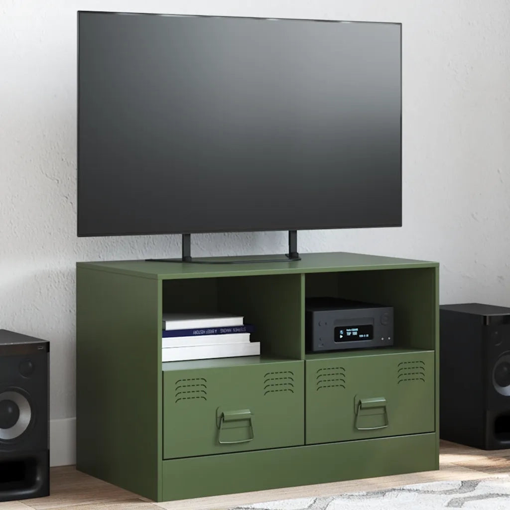 Mobile TV-Credenza per TV-Console TV Verde Oliva 67x39x44 cm in Acciaio 220916