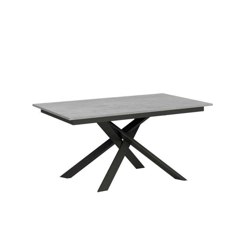 Tavolo allungabile 90x160/220 cm Ganty - bordo in tinta telaio Antracite - Cemento