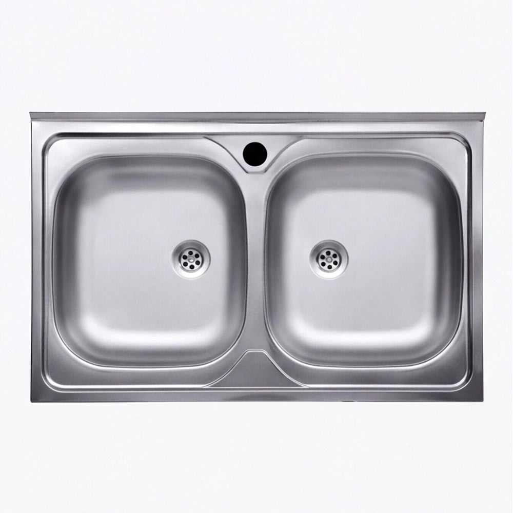Lavello cucina acciaio appoggio 80x50 cm due vasche N214