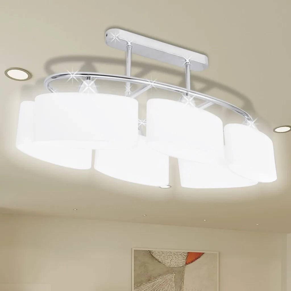Lampada da Soffitto Paralume Ellissoidale Vetro 6 Lampadine E14 CFW8075365