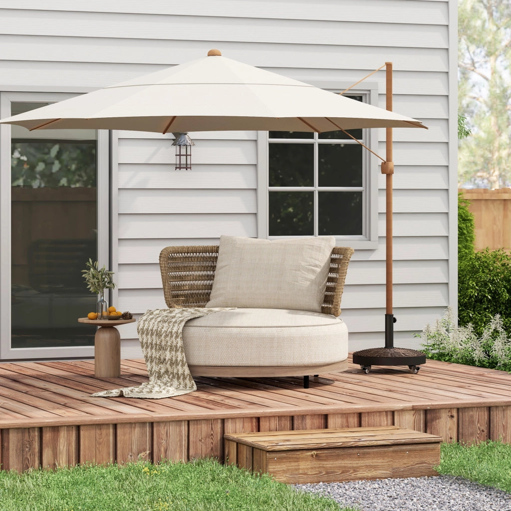 Base per Ombrellone da Giardino Rotonda con Ruote ¨C Zephmum ¨C Acciaio e Resina, Bronzo e Nero, ?52x41 cm