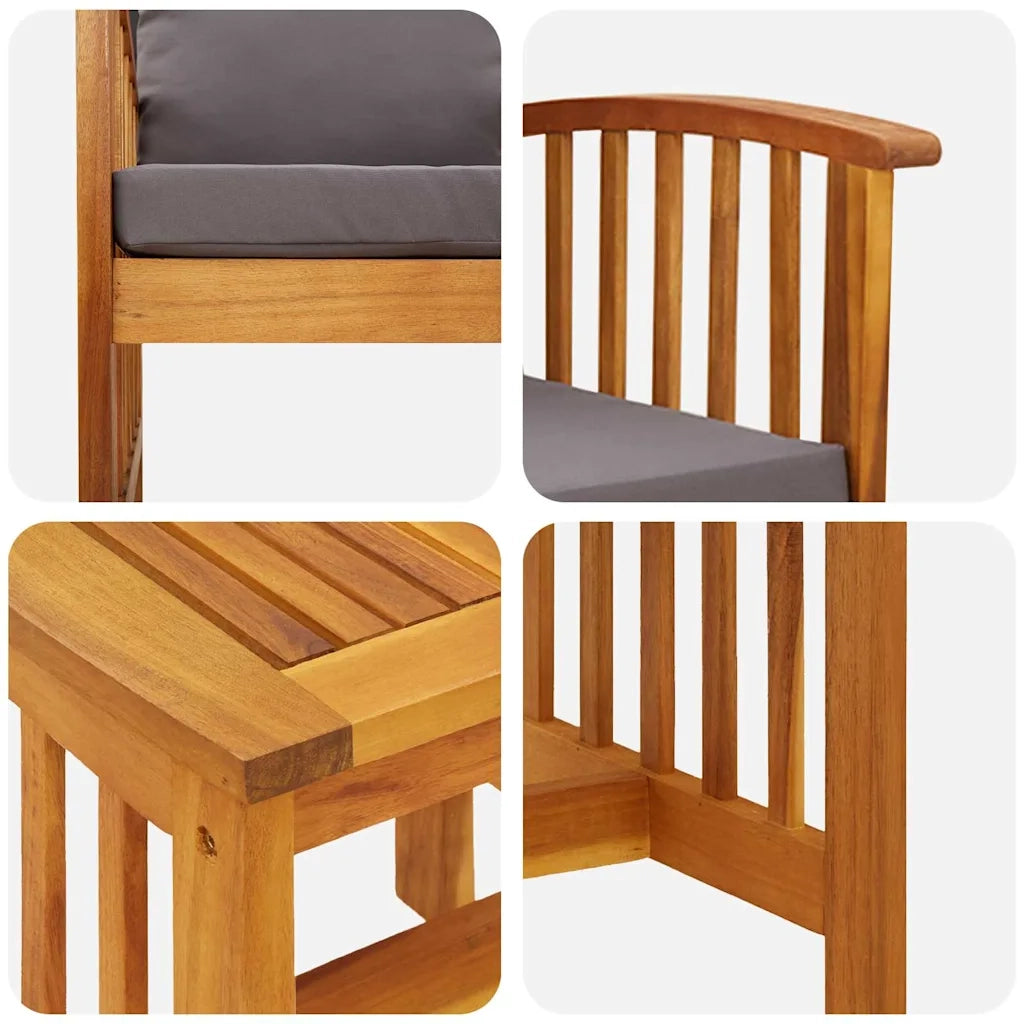 Set Divano da Giardino con cuscino 3 pz | Set Salotto da Giardino Olio Naturale