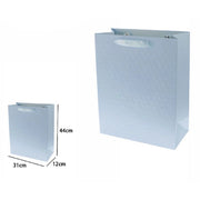 Trade Shop - Set 2 Borse Buste Regalo Shopper Azzurra Goffrata Manico Tessuto 44x31x12cm 69928 -