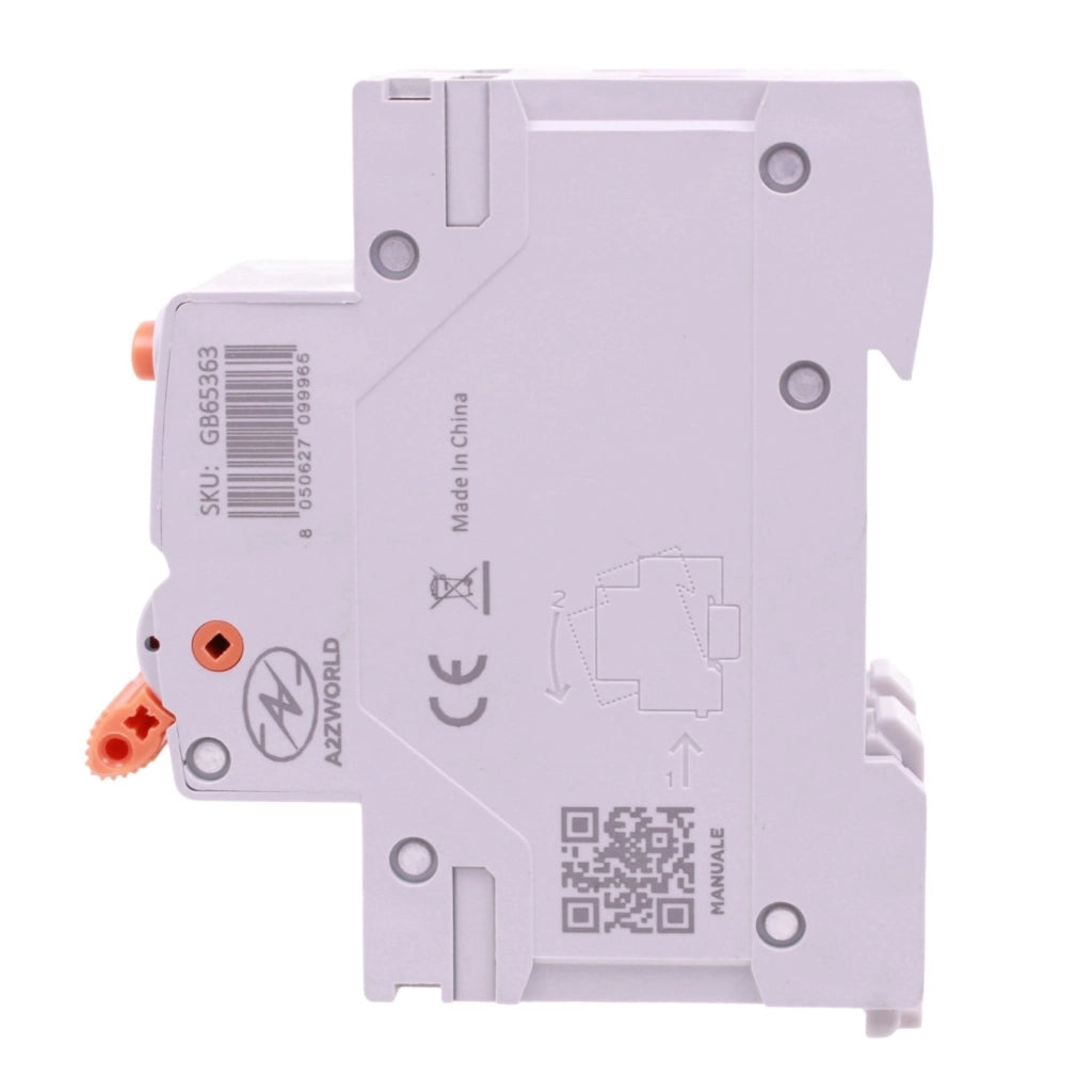 RCBO Doppia Leva, Interruttore Magnetotermico Differenziale Tipo A Curva C 1P+N 2M 6000A 30mA AC 230V IP20 IEC61009-1 GYR9NM, Disponibili 40A 50A 63A (C63A)