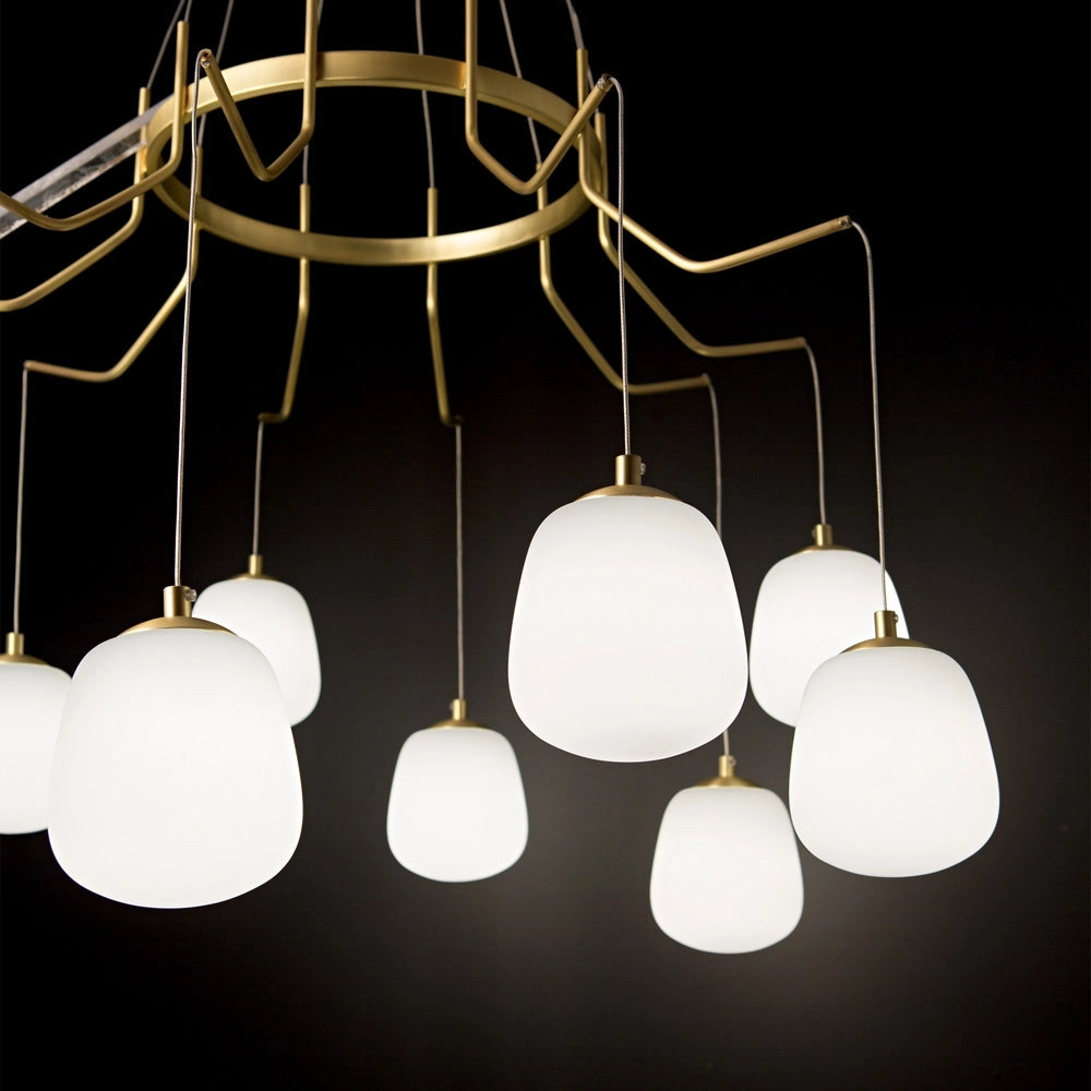Sospensione Contemporanea Karousel Metallo Ottone 10 Luci G9 3W 3000K Luce Calda