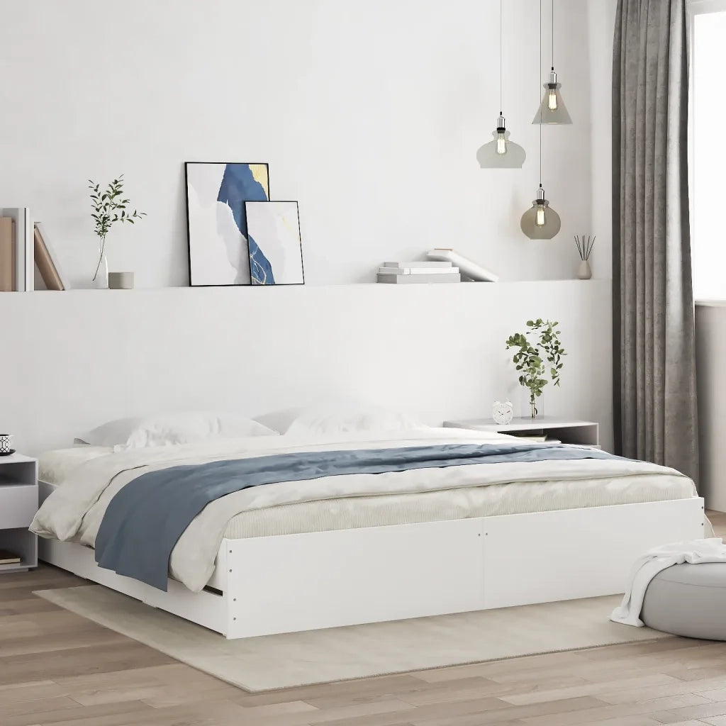 Giroletto con Cassetti-Struttura Letto con contenitore Bianco 160x200 cm in Legno Multistrato 881977