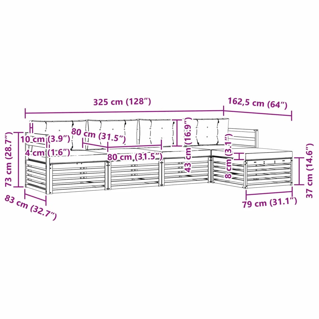 Set di divani da esterno 5 pcs Grigio Naturale e Chiaro 3373281