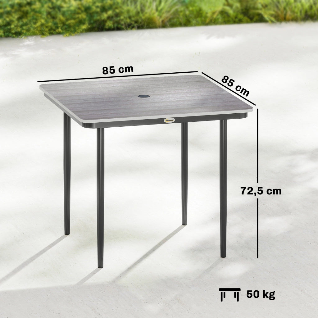 Tavolo da pranzo per esterni rettangolare per 4 persone con foro ombrellone ¨C zephmum ¨C 85x85x72.5 cm grigio