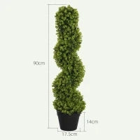 Pianta Finta di Eucalipto a Spirale con Vaso Incluso per Interno ed Esterno, Altezza 90 cm, Verde