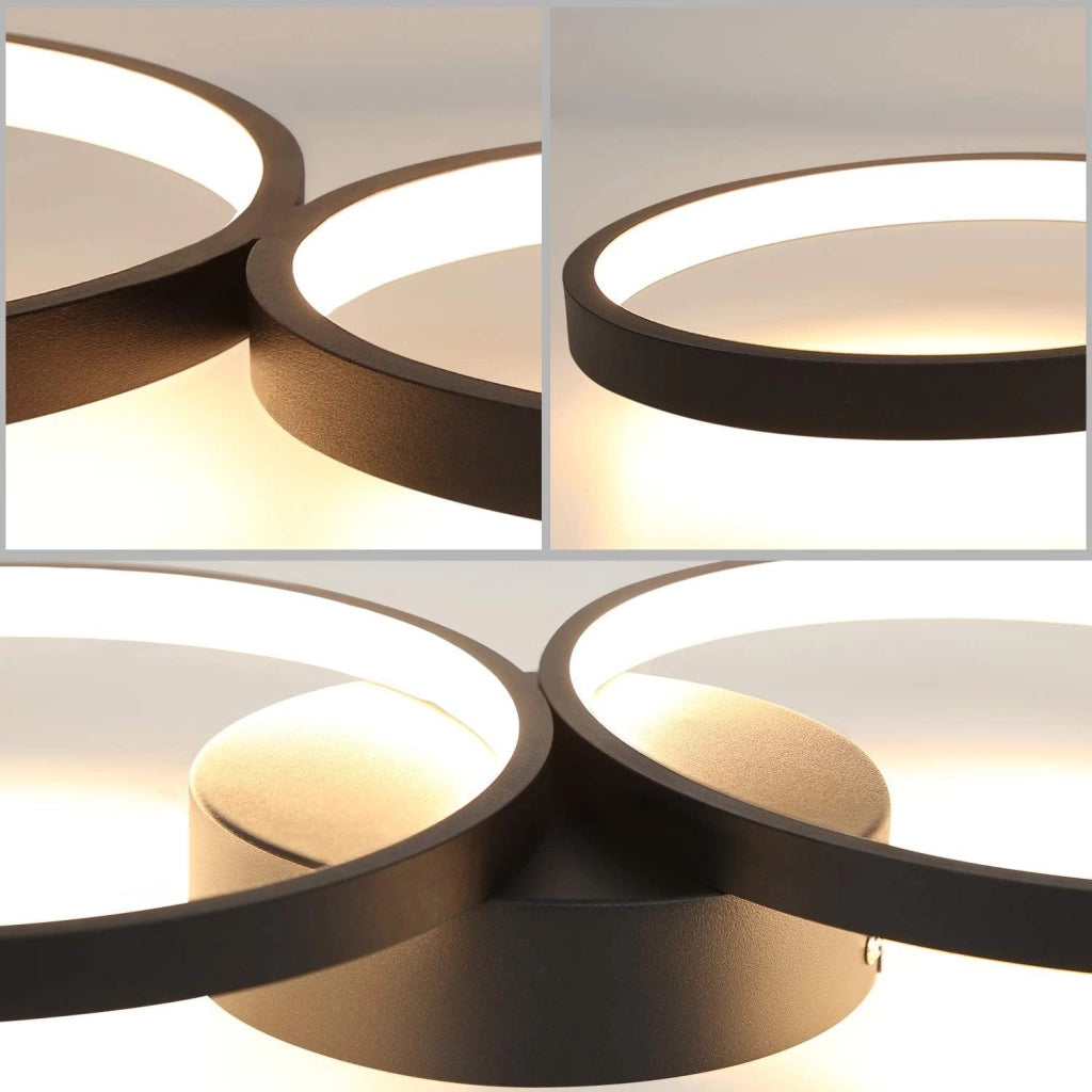 ZMH Lampada da soffitto moderna 4 fiamme design anello ottico 37W per soggiorno camera letto