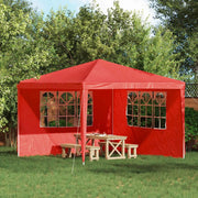 Parete per tenda da festa 2 pcs 300 x 195 cm Rosso PE e Acciaio 42033004
