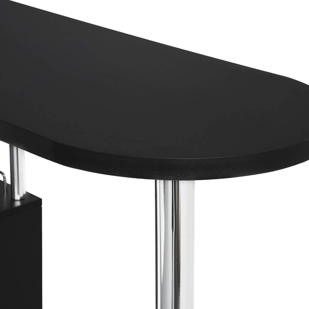 Tavolo da Bar con 3 Ripiani con Portabottiglie Vino, Bancone per Cucina in Metallo & MDF, Tavolo Alto per Home Bar, Cucina, 113 x 40 x 105 cm, Nero