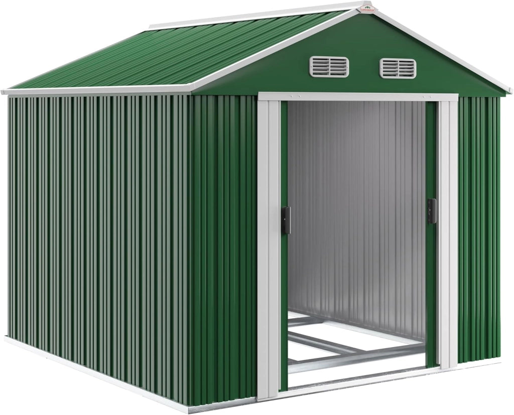 Capanno da Giardino XXL 8m² Fondamenta 312x257x178cm Porta Scorrevole Rimessa per Attrezzi da Esterno 15m³