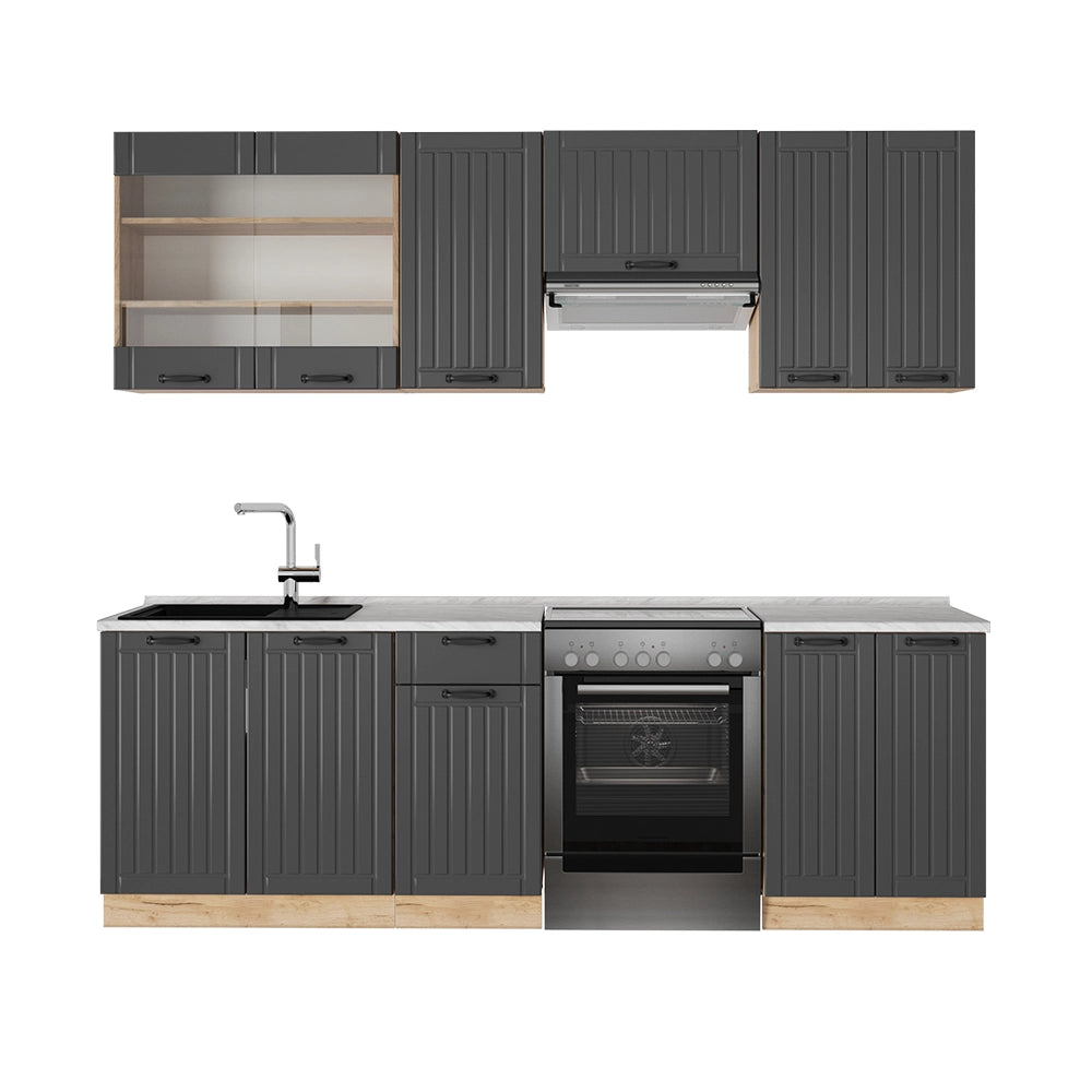 Vicco Cucina componibile Grigio scuro 240 cm , PL Marmo