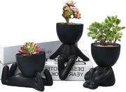 Vaso Ceramico per Succulente, Ornamento per Giardino e Decorazione di Interno, Moderno, Creativo, 3 pezzi