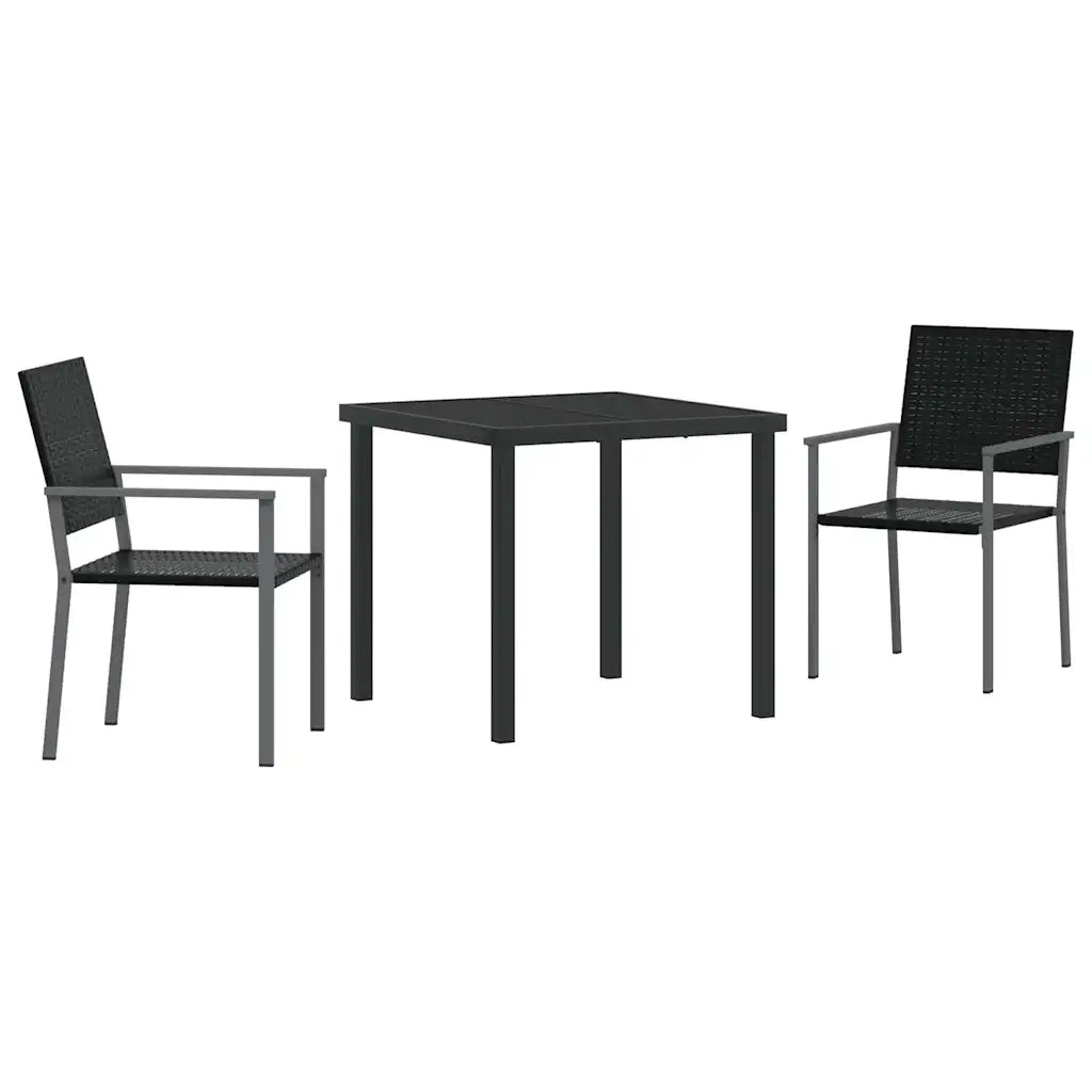 Set da Pranzo per Giardino 3 pcs Nero Rattan in PE 3379079