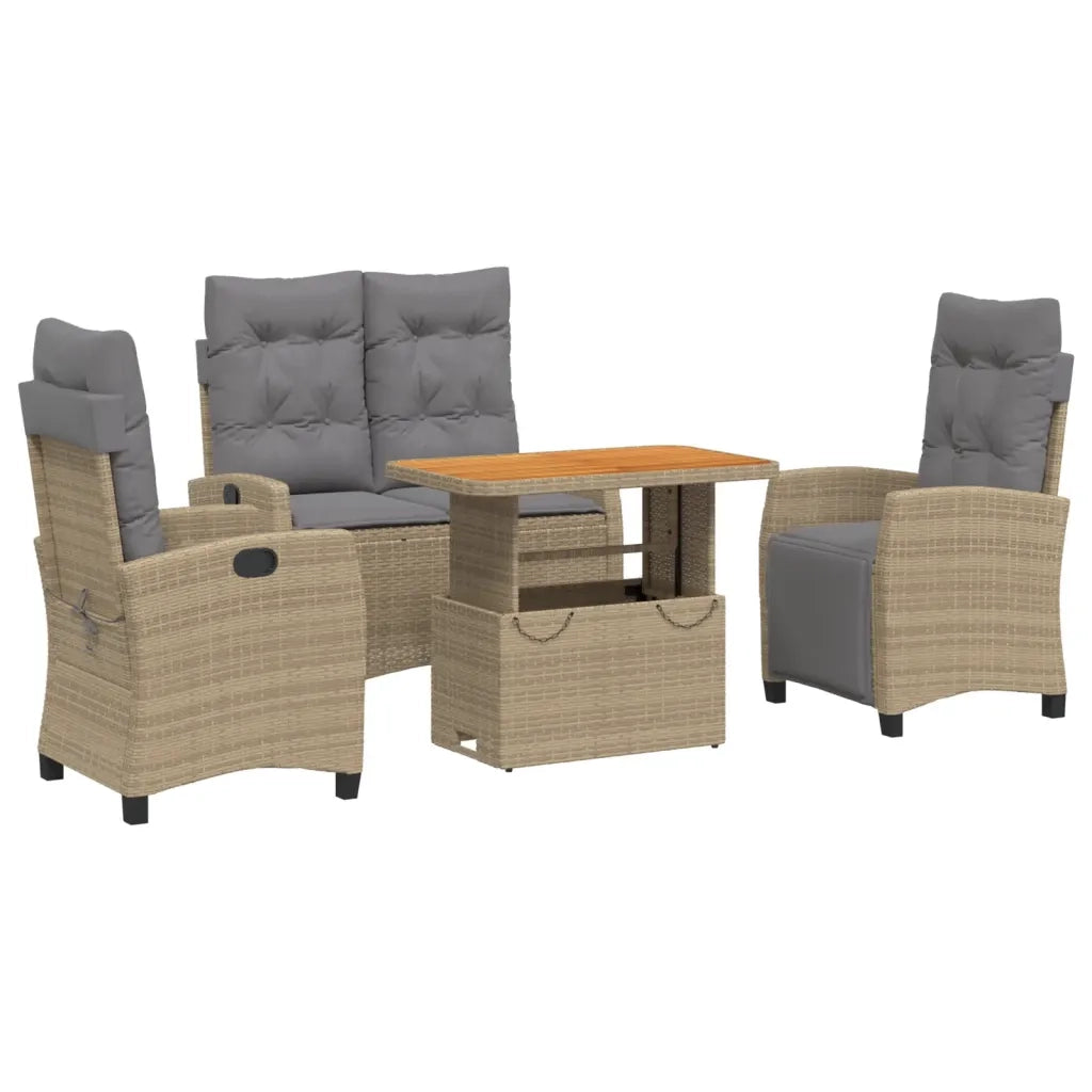 Set da Pranzo da Giardino 4 pz con Cuscini Beige in Polyrattan 3277432