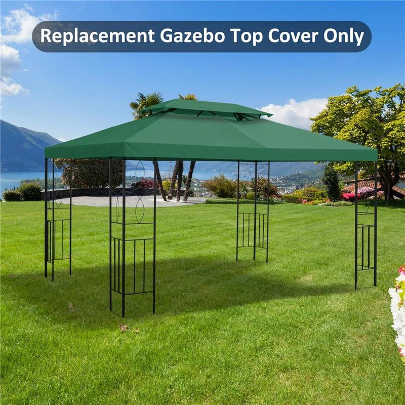 COPERTURA PER GAZEBO 4X3 M A 2 LIVELLI IN POLIESTERE CON CINGHIE E 10 FORI DI DRENAGGIO VERDE