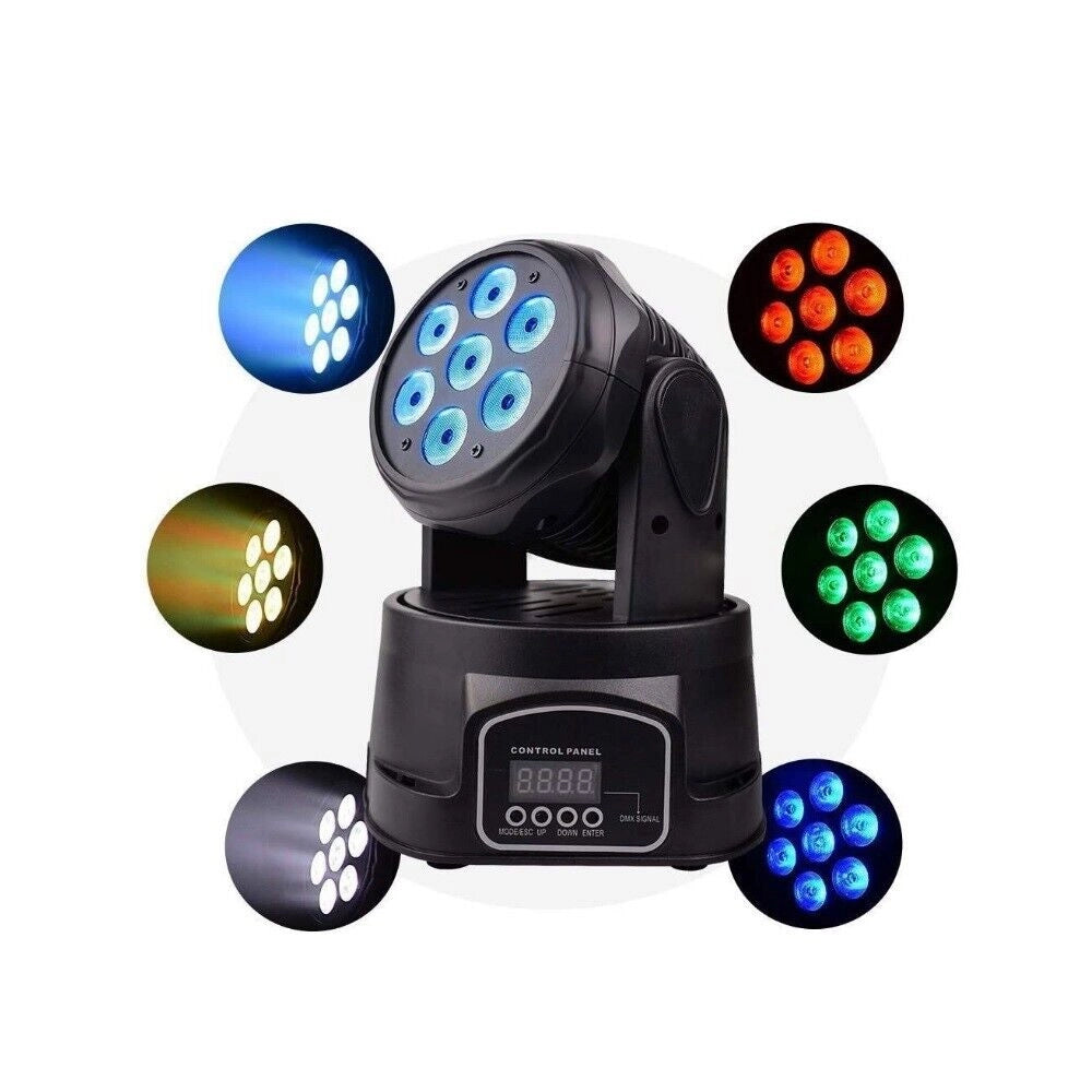 Coppia di teste rotanti Led rgbw con telecomando e mixer 192 canali luci disco mini wash