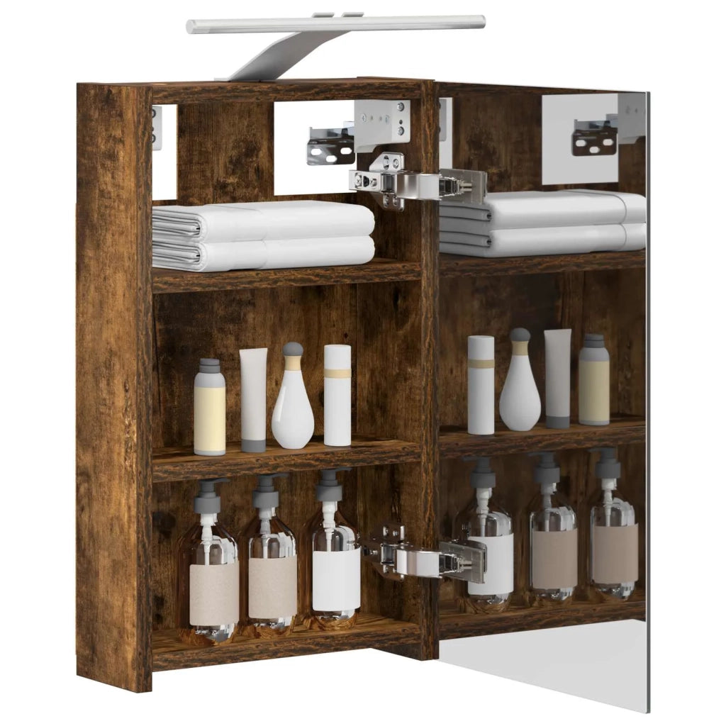 Mobiletto per specchio da bagno Rovere fumé 30 x 10,5 x 50 cm