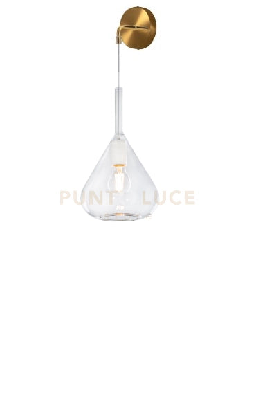 APPLIQUE OTTONE SAT. 1 LUCE VETRO TRASPARENTE 1177OS-A-TR