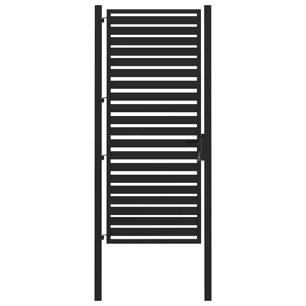 Cancello da Giardino con Serratura Nero 100x200 cm in Alluminio 42004150