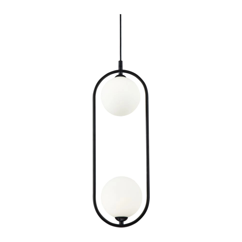 Lampada a sospensione Maytoni Ring nera 2xG9 sfere bianche