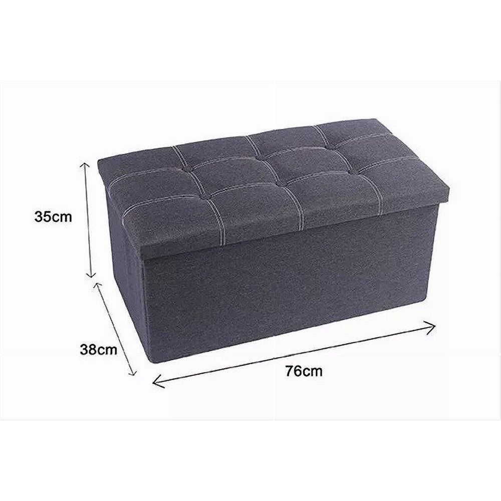 Trade Shop - Pouff Puff Pouf Contenitore Imbottito Portaoggetti Seduta Grigio 76x38x35cm 79426 -