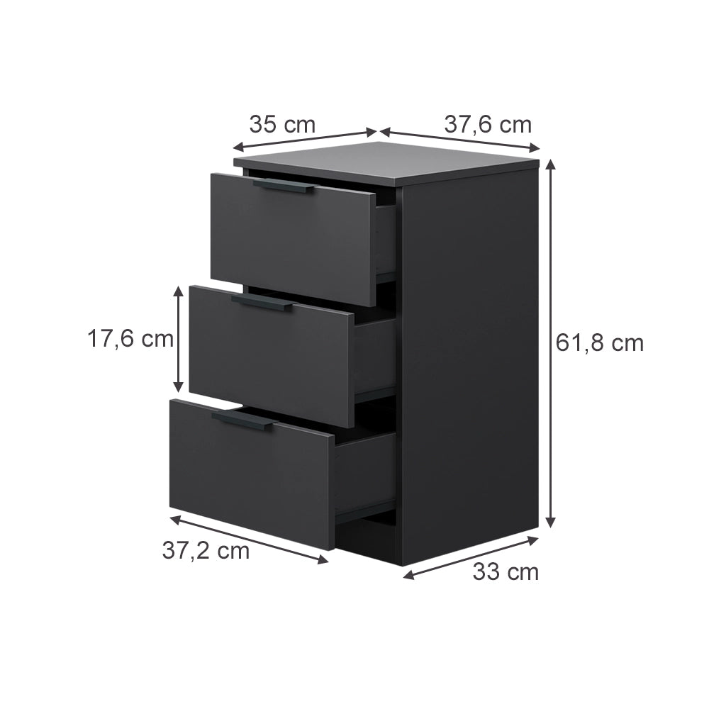 Vicco Comodino Nero con cassetti