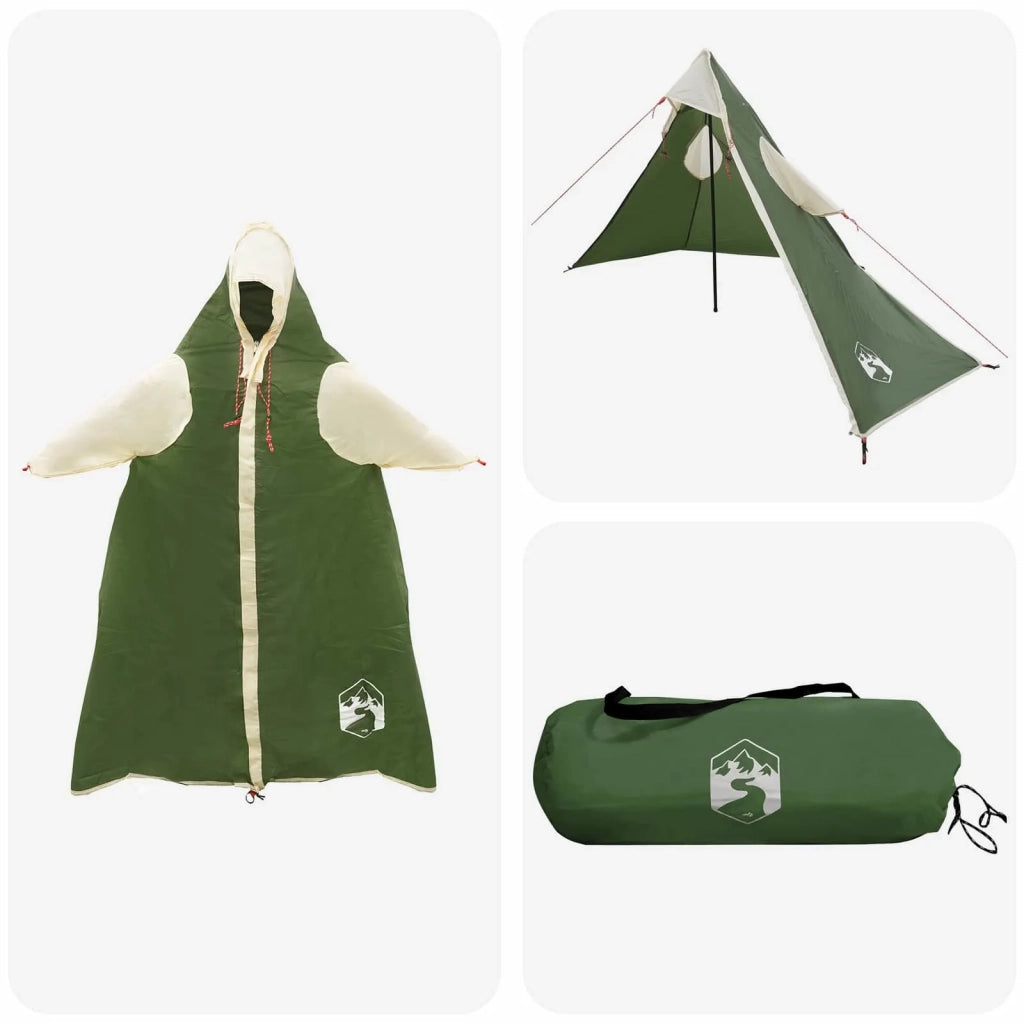 Poncho da pioggia 2-in-1 con cappuccio Verde 262 x 126 x 130 cm 42017406