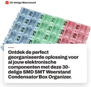 Organizzatore di Box Condensatore da 30 pezzi - Raccoglitore Removibile - Blu Rosso Verde - Per Componenti Elettronici - Contenitore di Componenti Elettronici