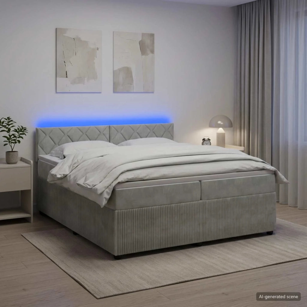 Letto box spring con materasso Grigio Chiaro 200 x 200 cm 3453215