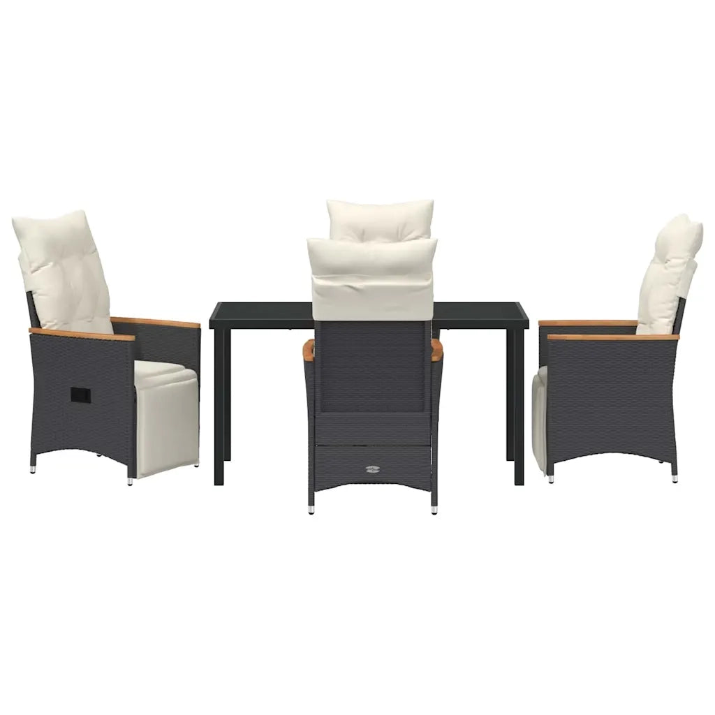 Set da Pranzo per Giardino con cuscino 5 pcs Nero polyrattan 3379613