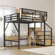 Letto a Castello 140x200 – Xylo – Metallo per Adulti/Bambini, Scala Sicurezza, Ripostiglio Flessibile, Nero