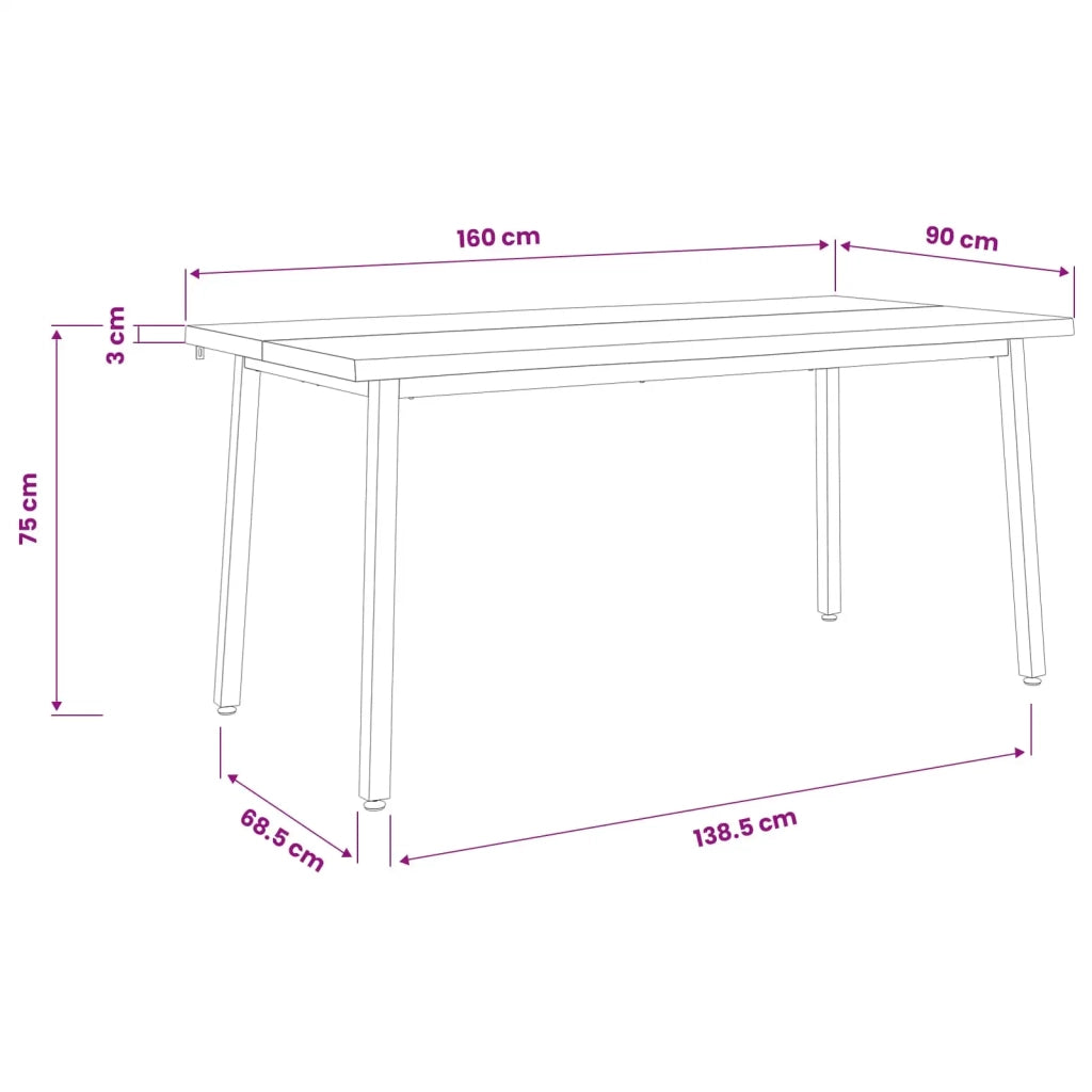 Tavolo da pranzo con bordo vivo 160 x 90 x 75 cm Bianco 3425018