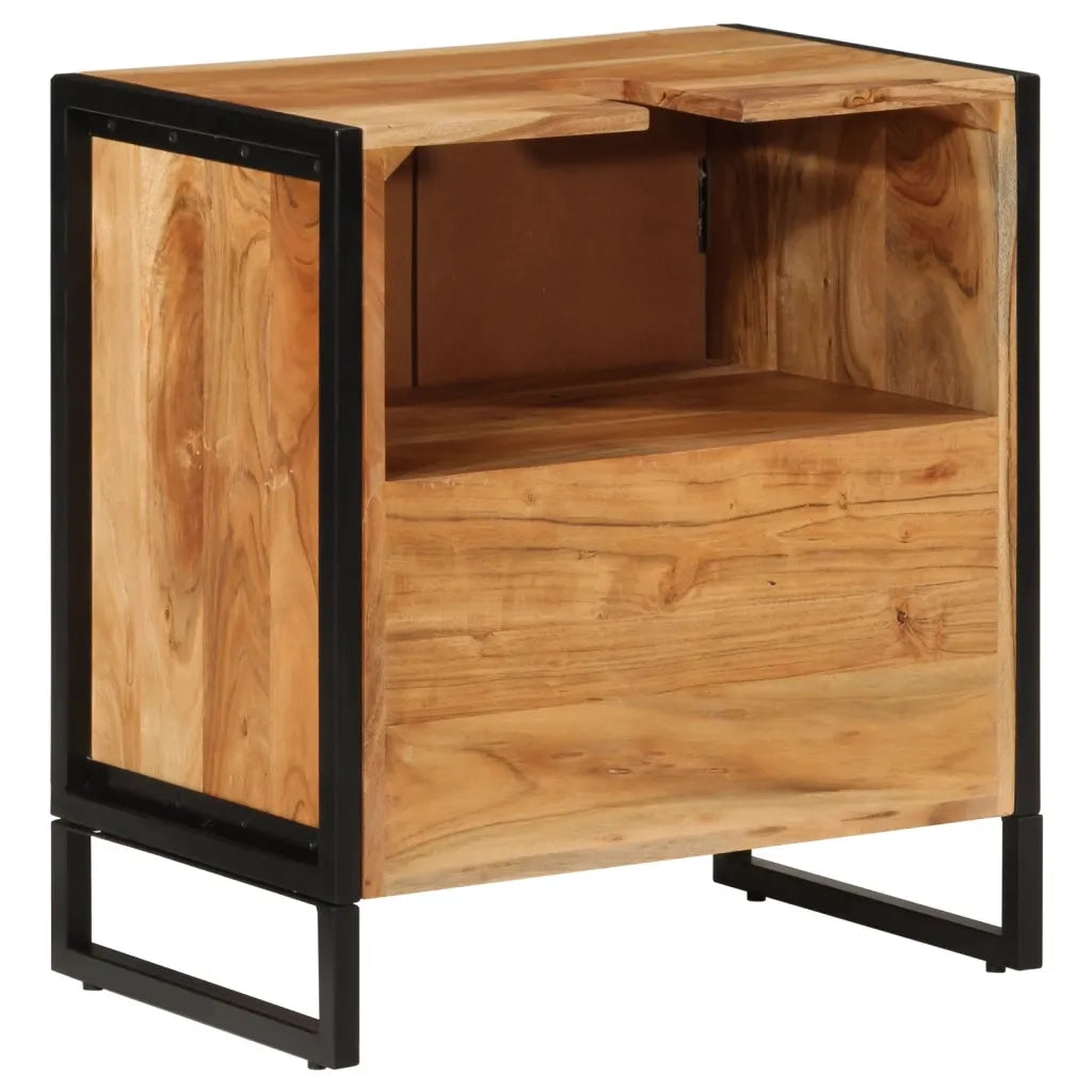 Mobile da Bagno 55x35x60 cm in Legno Massello di Acacia e Ferro