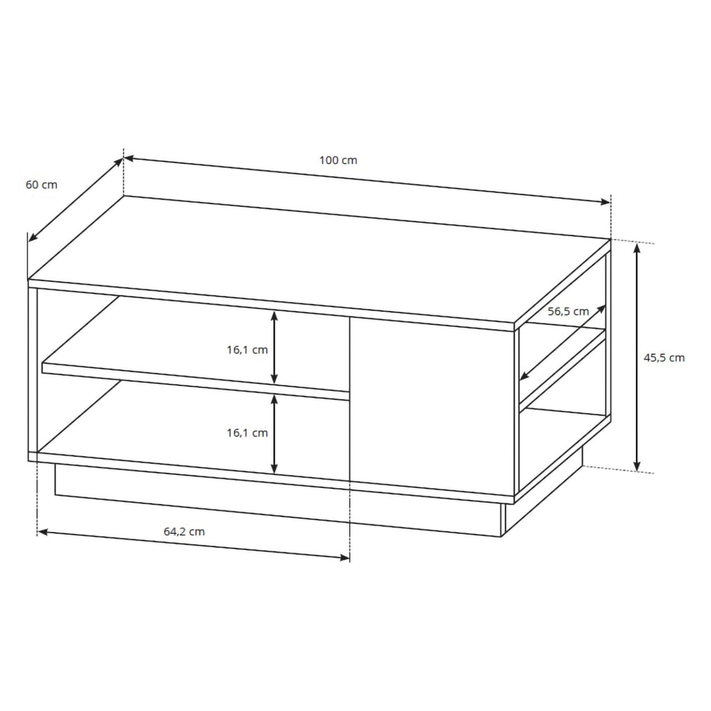 Kari, Tavolino da Salotto 2 Vani, 100x60x46h cm Bianco