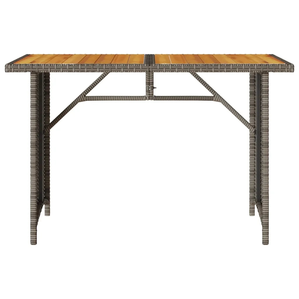 Tavolo da Giardino Piano in Legno Grigio 110x68x70cm Polyrattan 366356