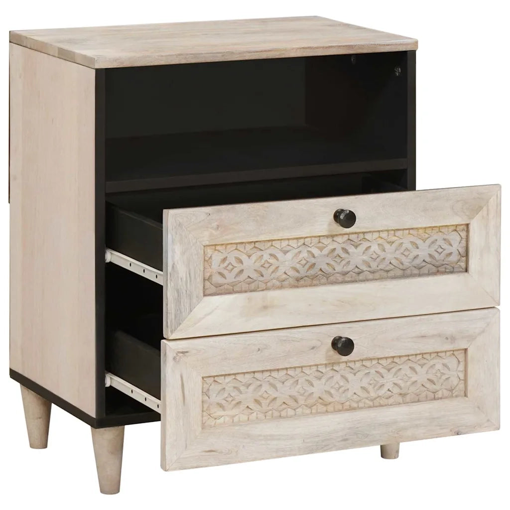 vidaXL Comodino Beige 50 x 33 x 60 cm legno massello di mango