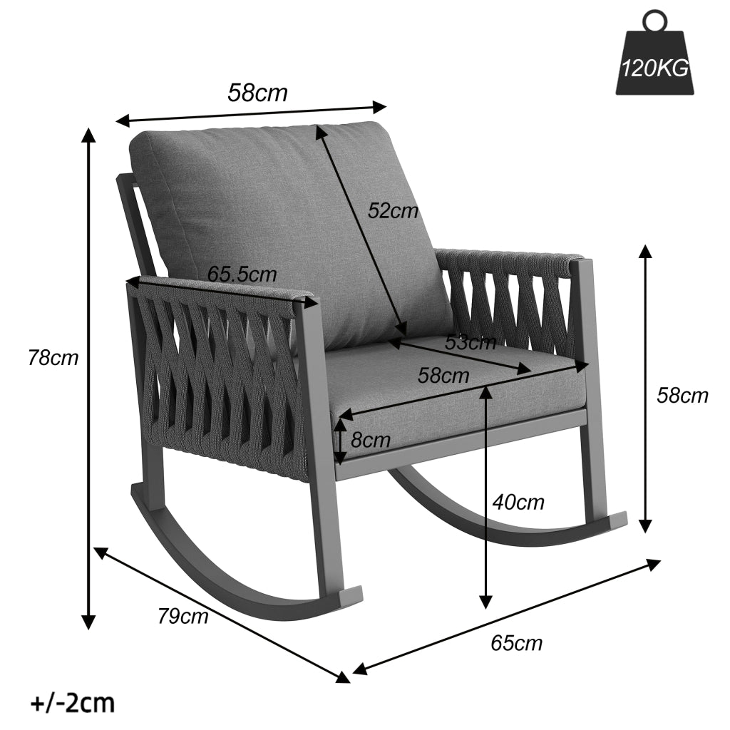 Sedia a Dondolo da Giardino con Cuscini ¨C MINIMAL ¨C Polyrattan, Metallo, Esterno