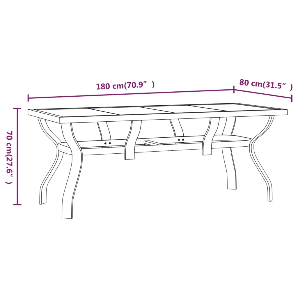 Set Mobili da Pranzo per Giardino 9 pz Nero 3095974