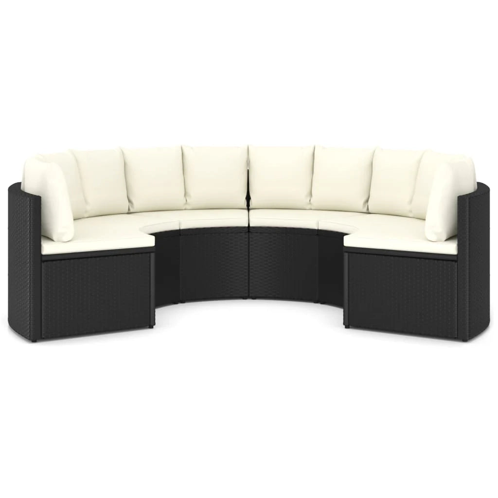 Set di mobili da giardino mobili da esterno 6 pezzi con cuscini resina intrecciata nera 02_0016914