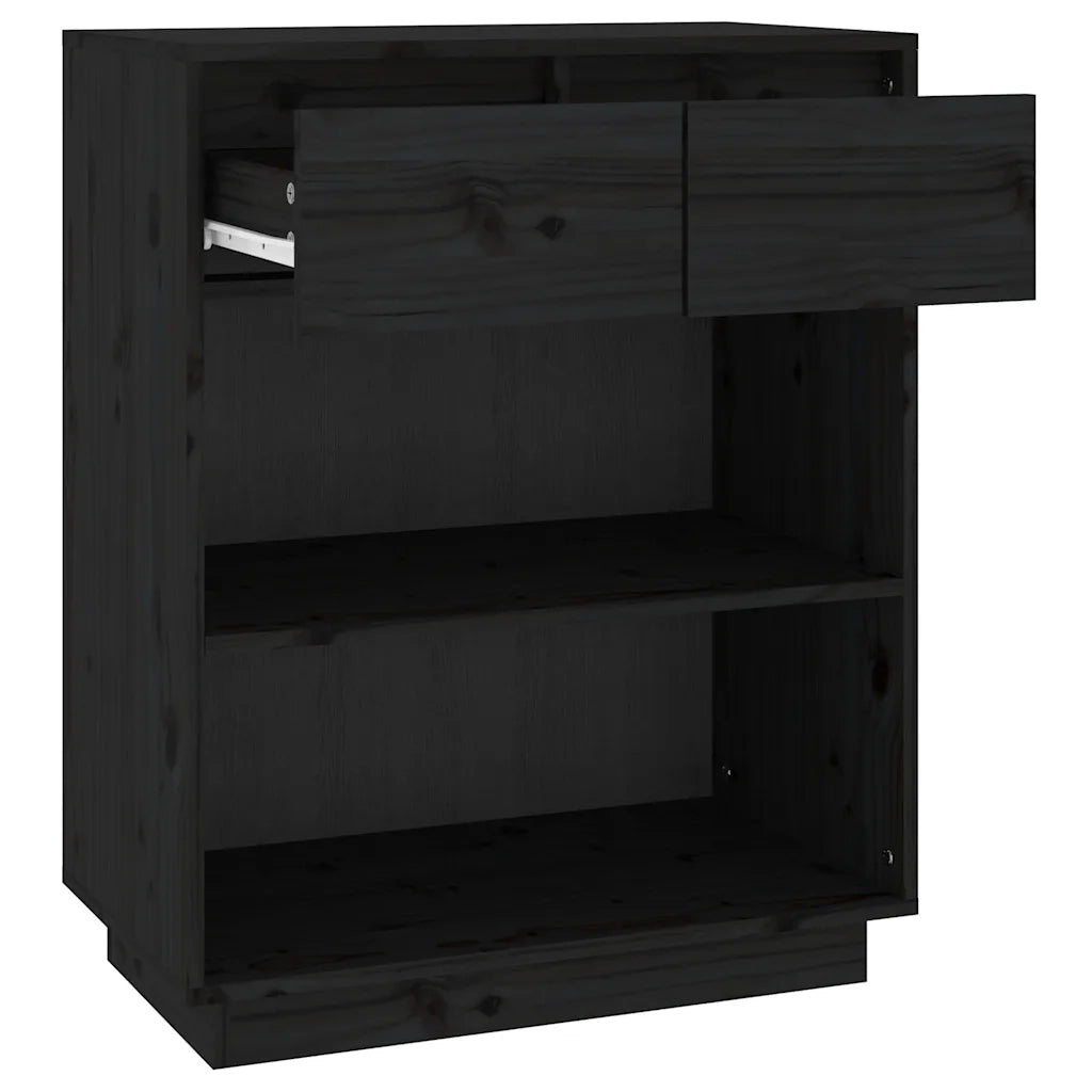 Mobile Consolle | Tavolo d'Ingresso Nero 60x34x75 cm in Legno Massello di Pino