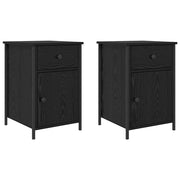 Set di 2 Comodini | Armadio da Notte | Mobiletto da notte con cassetto Rovere Nero 40 x 42 x 60 cm