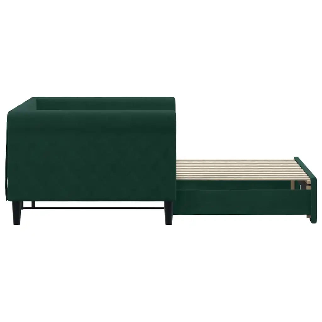 Divano Letto con Letto Estraibile Verde Scuro 90x200cm Velluto 3197773